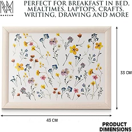 Narzam Laptray By The English Tableware Co. Pressed Flowers-Laptray Large Wooden Soft Padded Cushioned Bean Bag Lap Dinner Laptop Food TV Tray