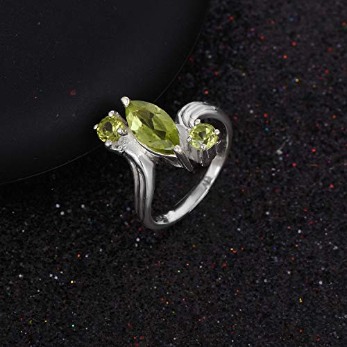 Peridot Ring, Sterling Silver Hammered Boho Ring, August Birthstone, Stacking Ring, Green Gemstone Ring, Boho Jewelry, Peridot Silver Ring #TOP1