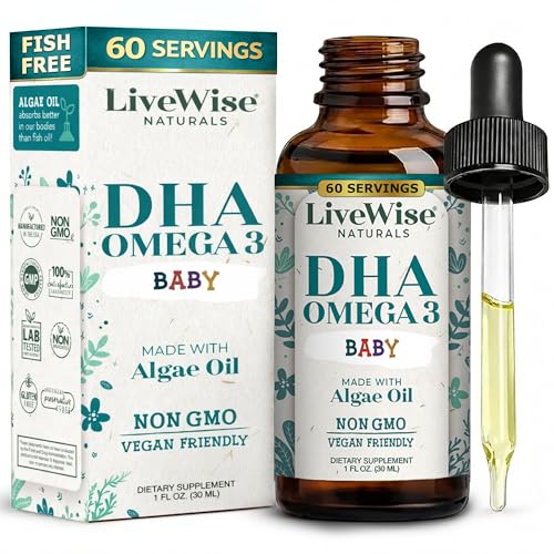 Image of Omega 3 DHA Baby Drops Vegan Liquid Omega 3, 60 Servings, 1 oz | For Babies or Infants Up Top 2 Years Old, Essential DHA Supplement for Baby Brain, Eye & Immune Health