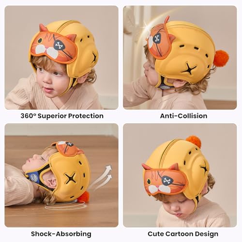 Image of Mambobaby Baby Head Protector Baby Helmet for Crawling Walking- Extra-Thick Deep Forehead Padding, Toddler Helmet 6-24 Months, Infant Safety, Ultra-Light Soft Desig-Pirate Cat
