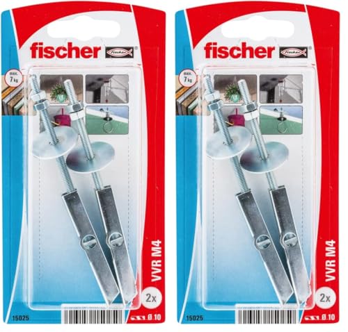 fischer| blister taco vuelco VVR M4 K- Tacos Compatibles con Placas de Yeso PLADUR®, escayola- colgar ventilador techos,lampara de techo. 2 uds. (Paquete de 2)