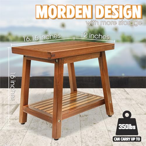Enkezi PST02 Small Acacia 16 Inches Outdoor Side Table thumb #2