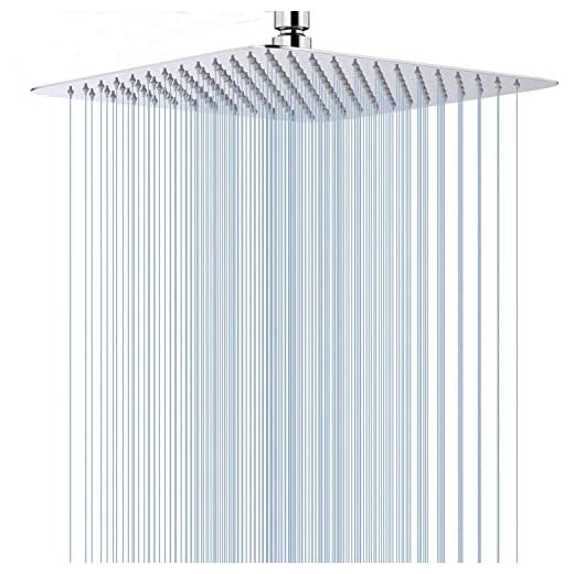 Rain Shower Head,YUNDOOM 12 Inch Shower Head 304 Stainless Steel Large Shower Head, Chrome Mirror Finishing Rainfall Shower Head,High Pressure Shower Heads,Square Shower Head And Water Fall Showerhead