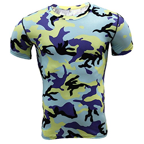 Wintialy 2019 Man Workout Leggings Fitness Sports Gym Running Yoga Athletic Shirt Top Blouse Blue