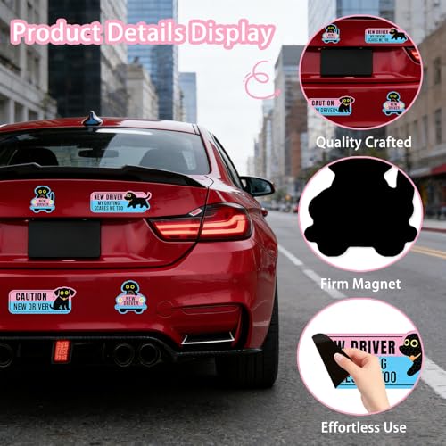 4 Pack Student Driver Magnet for Car – Cute Animal New Driver Signs High-Visibility Reflective Beginner Driver Magnets, Weatherproof & Removable Safety Warning Signs for Vehicles, “Please Be Patient” — view 3