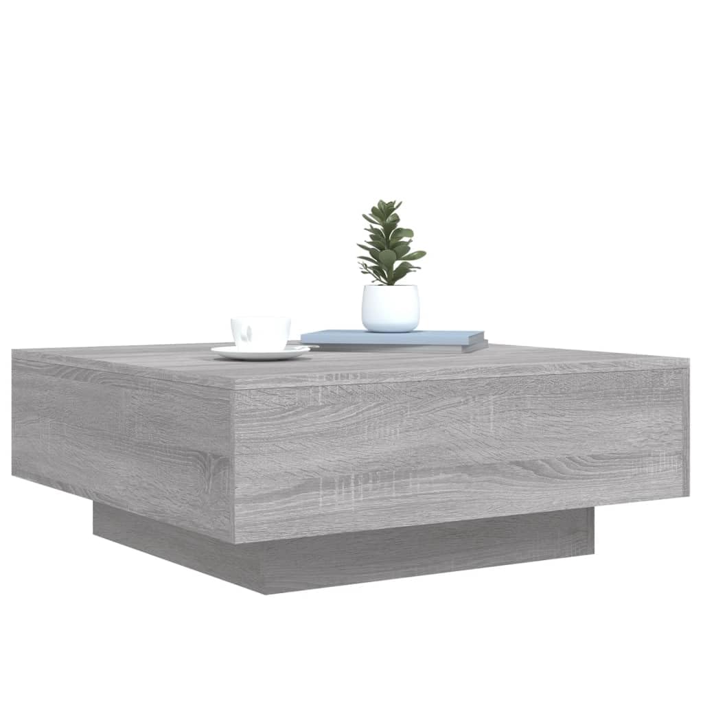 Homgoday Tavolino da caffè grigio Sonoma 80 x 80 x 31 cm, in legno ingegnerizzato, tavolino da tè per soggiorno, sala d'accoglienza degli ospiti, camera da letto e mobili da ufficio
