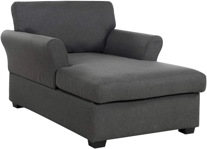 Casa Andrea Milano llc Classic and Traditional Ultra Comfortable Linen Living Room Fabric Chaise Couch Chair, Lounge, Grey : Home & Kitchen