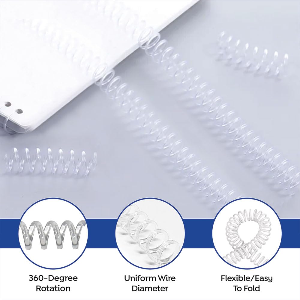 120 Packs Spiral Binding Coils Plastic Binder Binding Spirals Rings Multi Size Spiral Binding Wire Combs Spines Coils, 4:1 Pitch Colorful Binding Spirals, 1/4 5/16 3/8 1/2 5/8 3/4 Inch (Multicolor): Binding Machines & Accessories