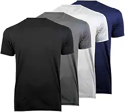 Kit 4 Camisetas Masculinas Básicas Conforto Lisas Poliéster Premium (BR, Alfa, GG, Regular, Preto/Azul/Cinza/Branco)