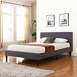 Deluxe Tufted Grey Platform Bed Frame with Wooden Slats (Twin)