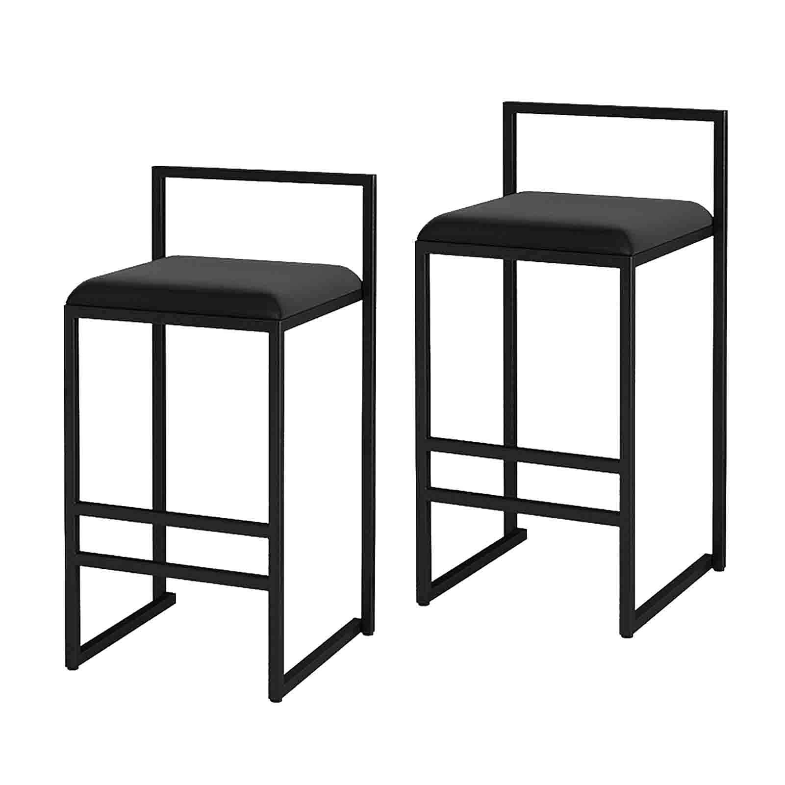 Tabouret de bar îlot cuisine lot de 2 chaises de salle à manger noires extérieur velours