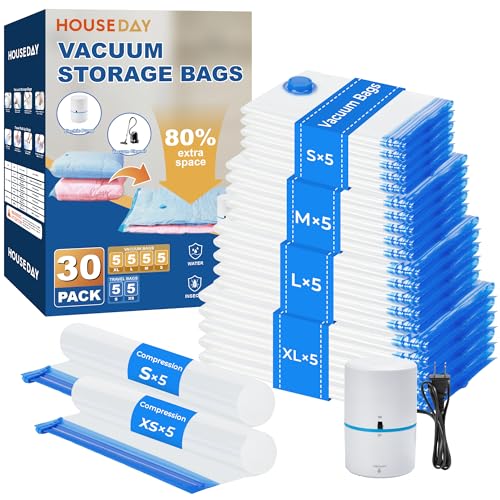 HOUSE DAY 30 Pack Vacuum Storage Bags with Electric...