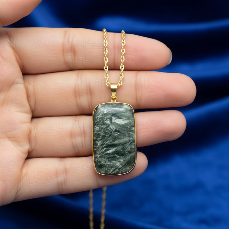 Pendentif en quartz gris anti-ternissement collier rectangulaire taille lisse