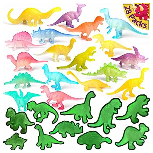flufluf 28pcs Easter Egg Filler, Easter Basket Stuffers for Kids Glow in The Dark Dinosaur Toys Set Mini Dinosaur Figures for Easter Gifts