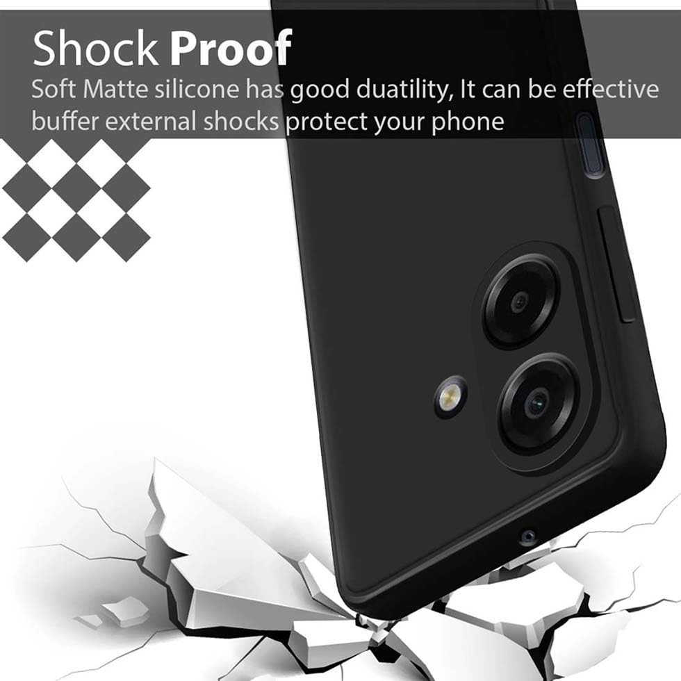 Image of Fashionury Liquid Silicon Back Cover for Samsung Galaxy M17e 5G / F70e 5G / M07 / F07 / A07 / A07 5G | Camera Protection | Inner Velvet Fabric | Anti-Fingerprint | Ultra Slim Case (Black)