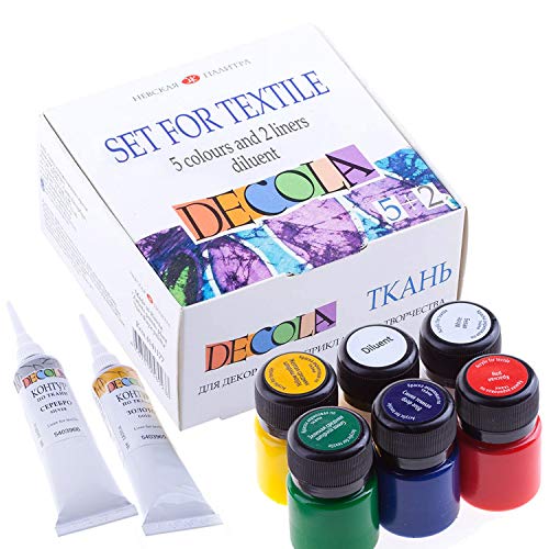 Decola Set Pintura Textil Acrilica | 5x20ml + 2x18 ml +1 Colores Por Ropa Resistentes En Lavadora | Hechos En Rusia da Neva Palette