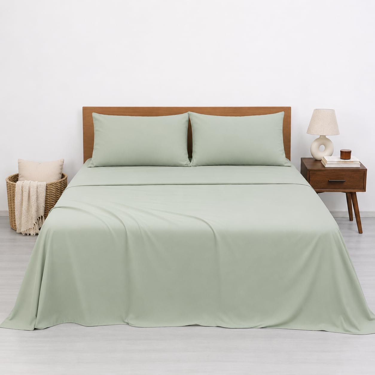 Blue Strip Polycotton Bedsheet, Double 90x100 (Sage Green)