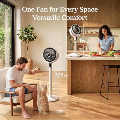 Image of LEVOIT Standing Fan for Bedroom, 20dB Quiet Pedestal Fan for Sleep, 1024 CFM Ultra-High Airflow, 90 Oscillating Floor Fan, DC Motor, 5 Speeds, 12H Timer, Remote, for Home, Room, Office, White