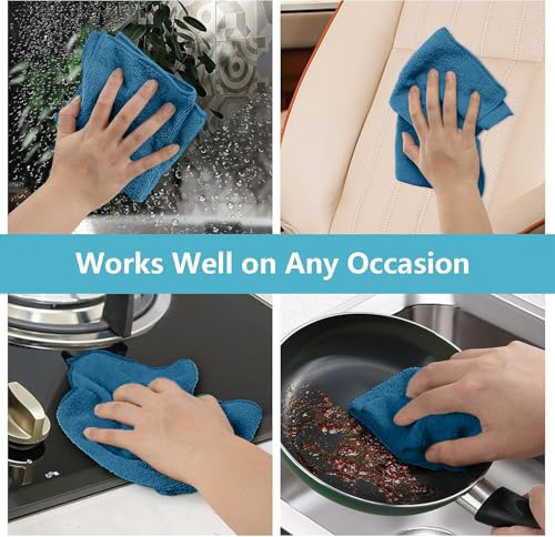 image for HOMEXCEL Navy Blue Microfiber Cleaning Cloth, 50 Pack Cleaning Towels 