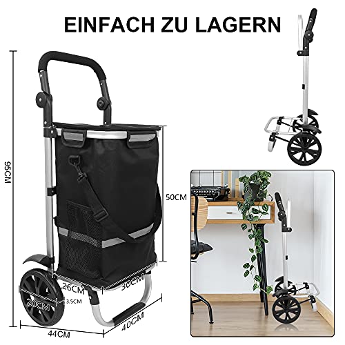 YOLEO Einkaufstrolley 45L, Klappbarer Einkaufswagen mit großen Rädern, Einkaufsroller, Abnehmbare & wasserdichte… – Bild 5