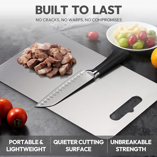 Tabla de cortar de titanio puro 100%, doble cara, resistente para cocina, 35.56 x 25.15 cm miniatura 5