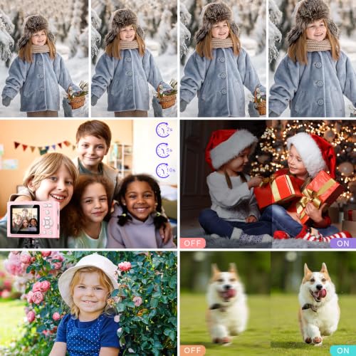 Digital Camera UHD 4K with 64G Card 16X Zoom Light & Easy for Kids, Pink - image 8