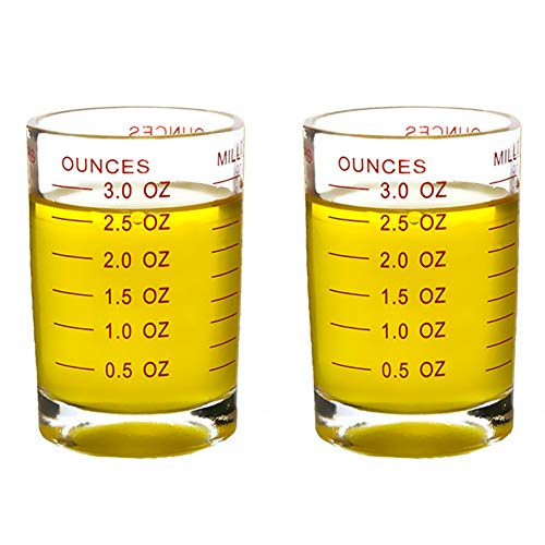 Vaso medidor 90 ml 2 piezas de vidrio grueso miniatura 1
