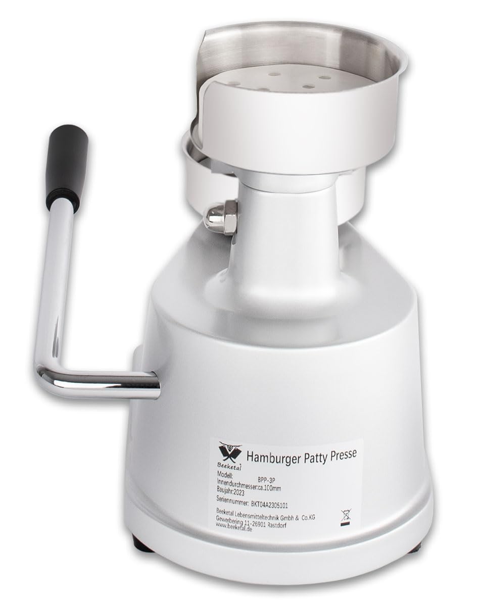 Beeketal 'BPP-3P' Hamburgerpresse Patty Maker für 10 cm Hamburger Patties | Profi Burgerpresse aus Alu und Edelstahl mit rutschfesten Gummifüßen | Inkl. 500 Stück Antihaft Trennblätter