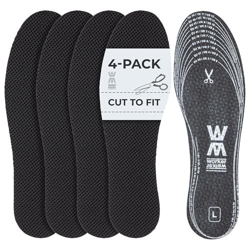 Shoe Insoles for Men and Women - Super Active Pro Set of 4 Thick Insoles for Women and Men Work Shoes and Boots Comfortable, Breathable Worker Walker - (US 5-36 EUR - US 13-46 EUR)