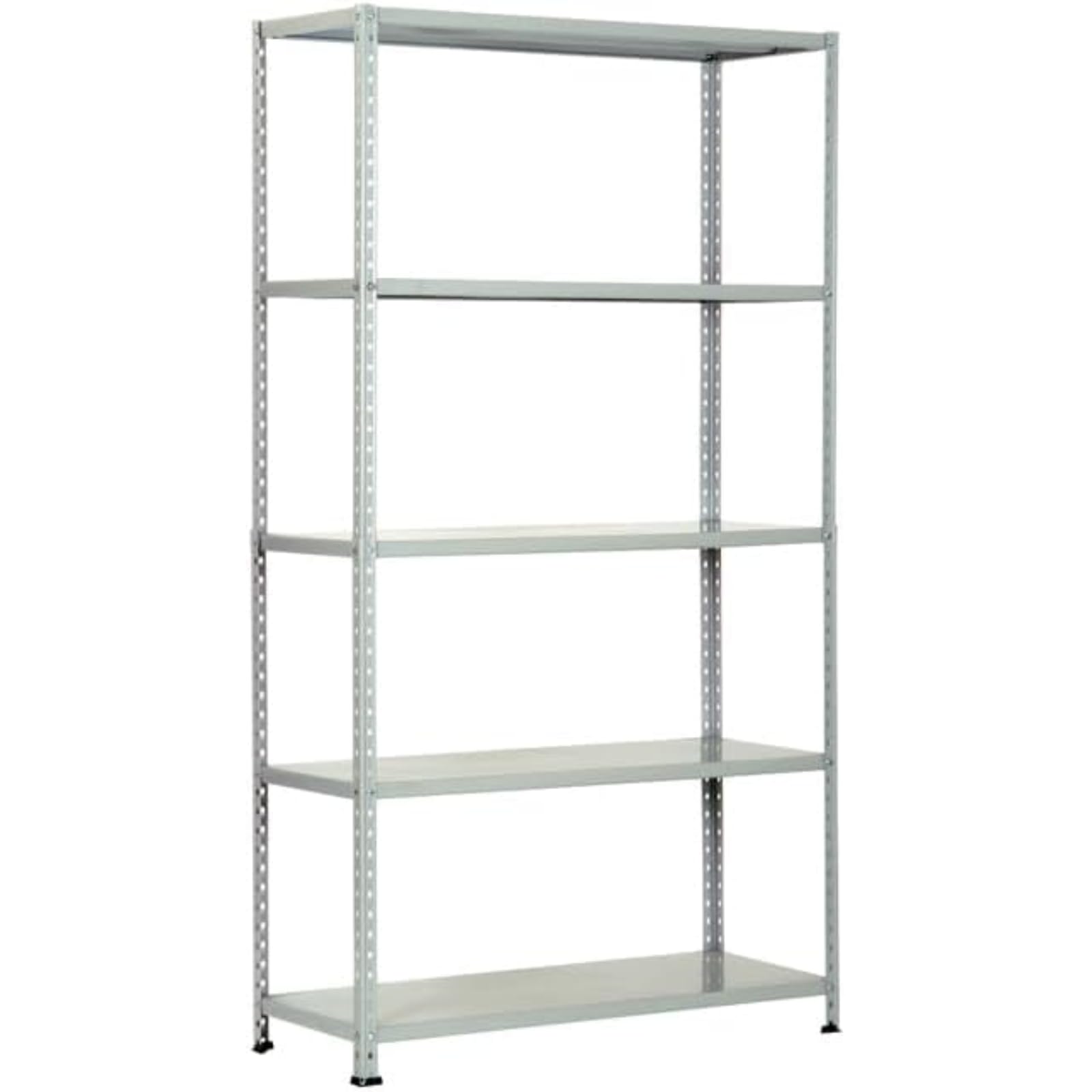 Scaffale in Lamiera 5 Ripiani 80x40x200 cm Grigio Chiaro Salvaspazio, Acciaio Verniciato, Comprensivo di 4 Angolari h 200 cm, Portata 80 kg per Ripiano