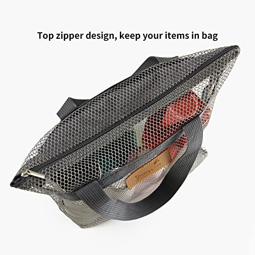 Image of Mesh Shower Caddy Bag Portable Hanging Toiletry and Bath Organizer with Zipper for Travel, Gym, Camping, College Dorms, Beach