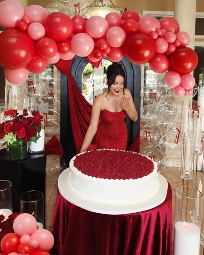 Image of Pink Red Balloons Valentines Balloons 60pcs 12 Inch Red and Pink Latex Balloon for Birthday Valentines Bridal Shower Anniversary Party Decorations