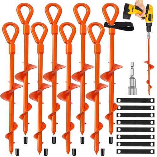 Dongxw Ground Anchors, Shed Anchor Kit - 15 Inch, 4-Pack