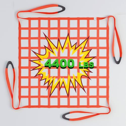 DATEDGE 5.48' x 5.48' Cargo Hoisting Net, Heavy-Duty Lifting Net, Flat Polyester Sling, 4400 LBS Max Load Capacity, Ideal for Industrial & Maritime Applications