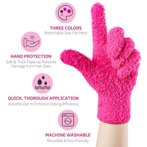 3 pairs reusable microfiber hair dye gloves for hair coloring amp cleaning - protects hands prevents damage to fragile hair ensures efficient dye application machine washable eco-friendly use
