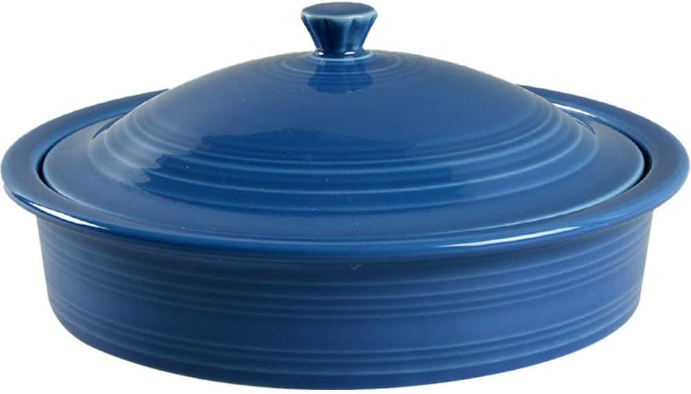 Fiesta® Covered Casserole, Small (1.4 Quart) – Durable Ceramic, Lead-Free, Dishwasher/Microwave/Oven Safe – Made in USA Dinnerware - Lapis