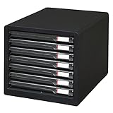 【浅型7段】アイリスオーヤマ レターケース A4 ゴム脚つきで滑りにくい インデックスシール付き スリム 引き出し 事務収納 デスク 書類ケース 収納ケース 封筒 クリア 収納 卓上 浅型 ダークグレー L-7SR