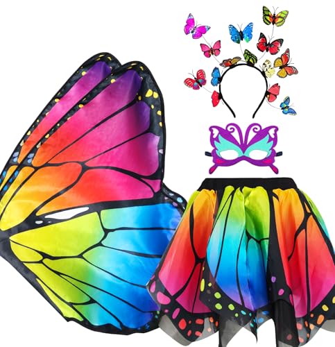 Disfraz con alas de mariposa doble y tutú para niñas 4-6 años