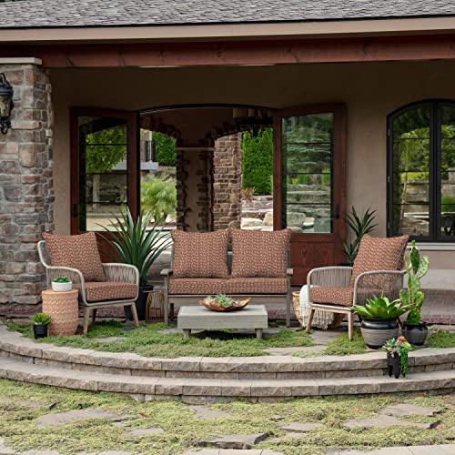 Image of Arden Outdoor Deep Seat Cushion Set (4-Pack), 24 in x 24 in, Weather-Proof, Rain-Proof, Fade Resistant Patio Cushion for Chair, Sofa, and Couch Rust Red Brushed Texture