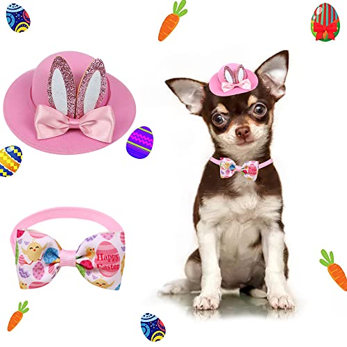 Sebaoyu St. Patrick's Day Dog Costume Pet Hat and Collar St Patricks Day Puppy Outfit Bow Tie Ajustable Cats Doggie Headband Green Tie Kit (Pink, One Size)