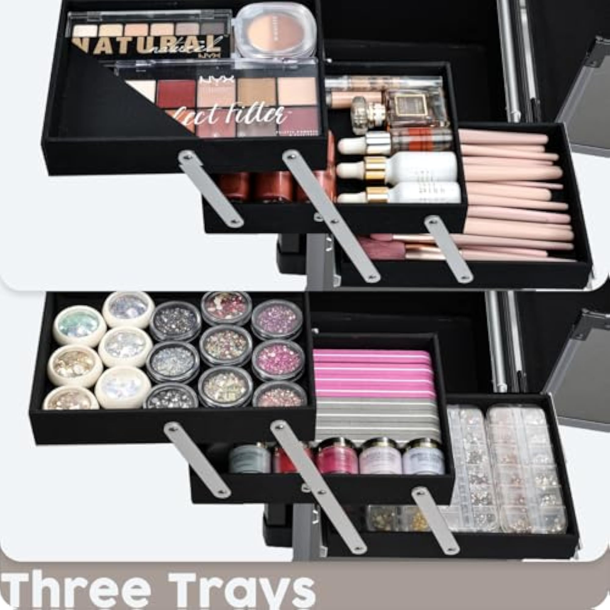 Portable Cosmetic Trolley with Drawer and Wheels