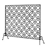 Protector Chimenea, Pantalla Rectangular Antigua para Chimenea, Protector contra Chispas Independiente, para Chimeneas Abiertas con Niños, Bebés y Mascotas(Black,97x76x20cm)