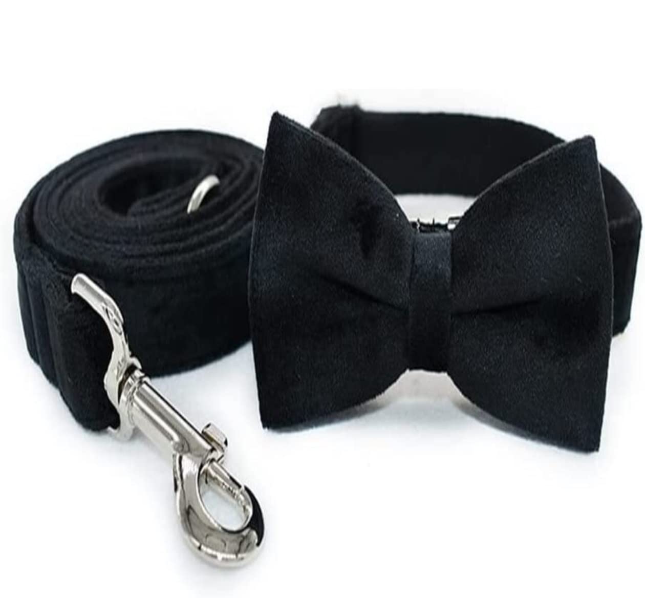 Correa Perro Correr Corbata De Lazo Collar para Mascotas Diseñador Espesar Terciopelo Ajustable Perro Personalizado Y Conjunto Correa Antideslizantes Reforzada(33-51cm)