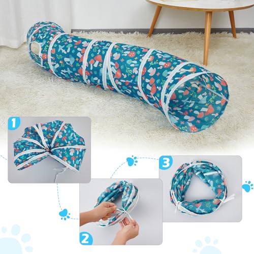 Image of Glittme Cat Tunnel, Cat Tunnels for Indoor Cats, S-Shape Peekaboo Cat Cave with Cat Toys, Foldable Cat Tubes and Tunnels for Cats, Rabbit, Puppy, Guinea Pig