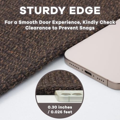 EARTHALL Washable Area Rug 4x6 Ft Non Slip Rugs for Entryway Braided Rubber Backed Bedroom Carpet Cotton Entry Rug Woven Floor Carpets for Bedroom Dining Room Living Room, Brown/Coffee by EARTHALL - Used condition - Image 2