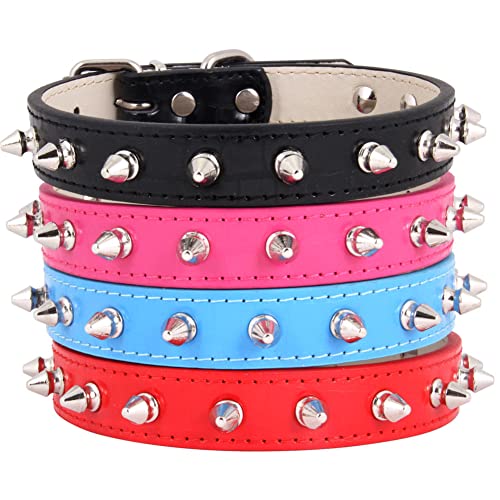 Yiwong Bullet Nail Rivet Dog Collar, Spiked Leather Dog Collar, Leather Collar with Rivets, Medium Pit Bull, English Bulldog - Image 4