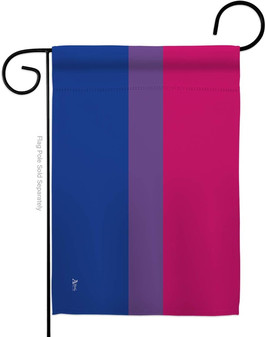 Bisexual Burlap Garden Flag Support Pride Rainbow Love LGBT Gay Pansexual Transgender Small Decorative Gift Yard House Banner Double-Sided Made In USA 13 X 18.5