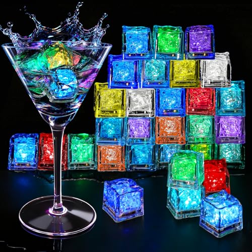 Image of RowinsyDD Light Up Ice Cubes, 300 Pack Multi Color Led Ice Cubes for Drinks