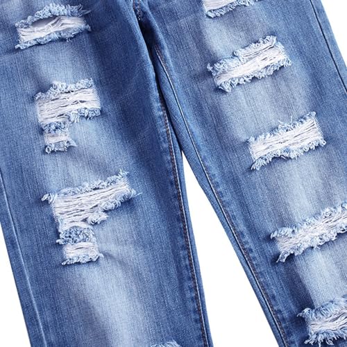 Men's Straight Leg Stretch Jeans Retro Ripped Skinny Slim Fit Comfort Distressed Fashion Denim Pants4