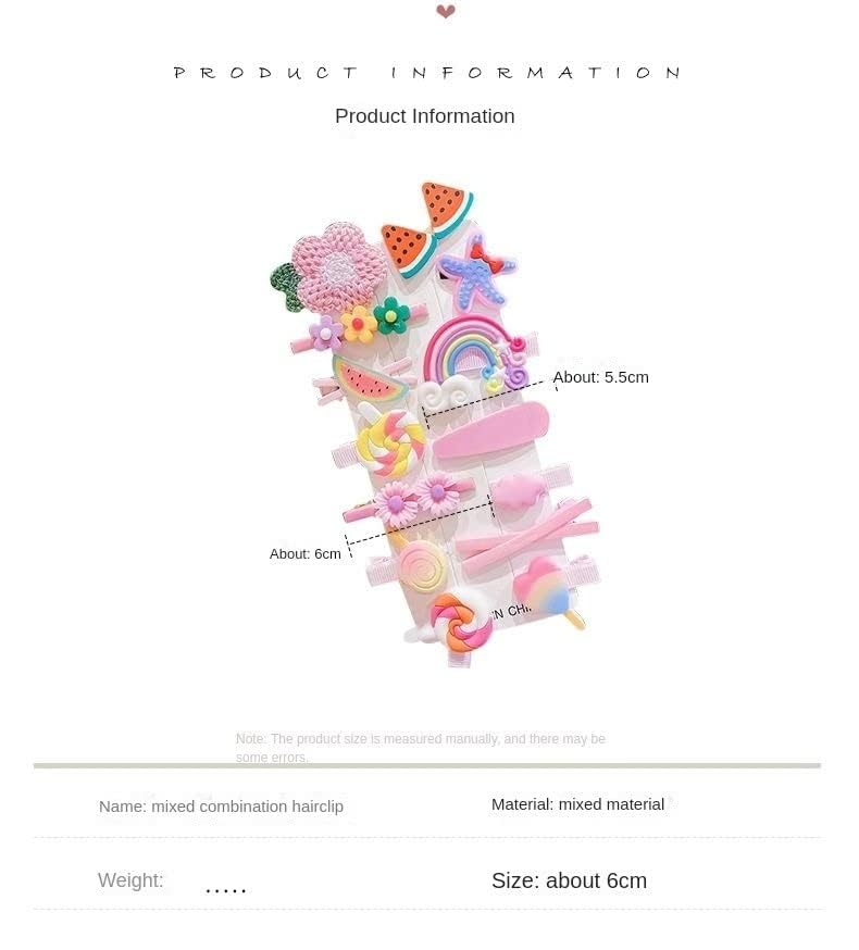 Miniatura 5 de 28 pinzas para el cabello de frutas arcoíris dulces, pinzas para el cabello de colores, accesorios para el cabello, horquillas para niñas, bebés,